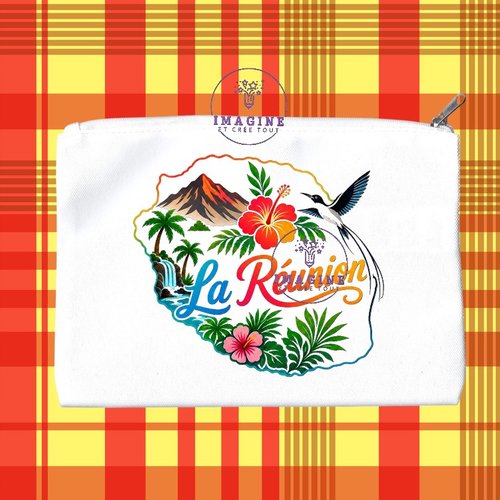 Trousse m - maquillage - sublimation - impression infusible ink - carte - île de la réunion - 974