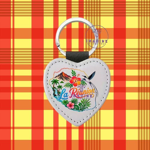 Porte clé - sublimation - impression infusible ink -  carte - île de la réunion - 974