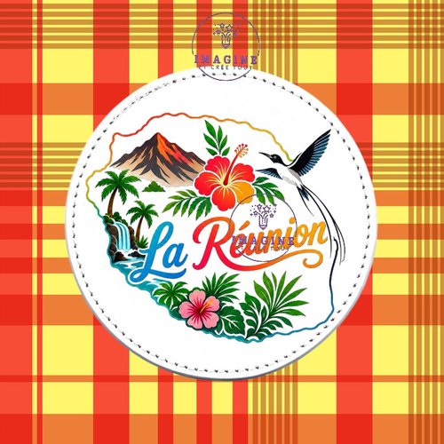 Sous verre en cuir - sublimation - impression infusible ink - carte - île de la réunion - 974