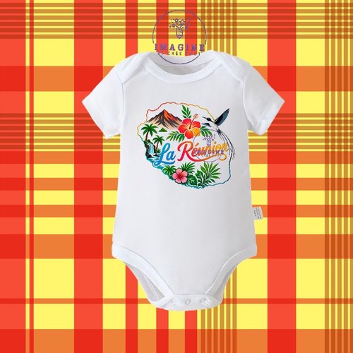 Body - bébé - baby - sublimation - impression infusible ink - carte - île de la réunion - 974