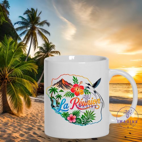Mug - tasse - sublimation - impression infusible ink - carte - île de la réunion - 974