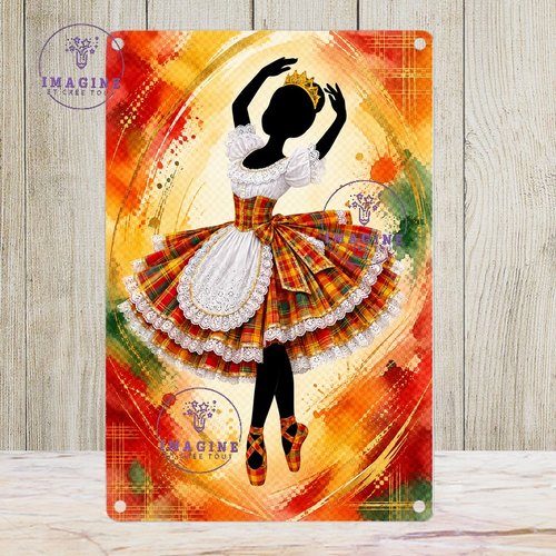 Tableau mural - sublimation -  impression infusible ink - plaque aluminium - danseuse tenue madras traditionnelle - guadeloupe - aquarelle