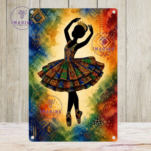 Tableau mural - sublimation -  impression infusible ink - plaque aluminium - danseuse tenue traditionnelle - afrique - aquarelle
