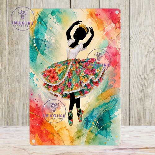Tableau mural - sublimation -  impression infusible ink - plaque aluminium - danseuse tenue traditionnelle - île de la réunion - aquarelle