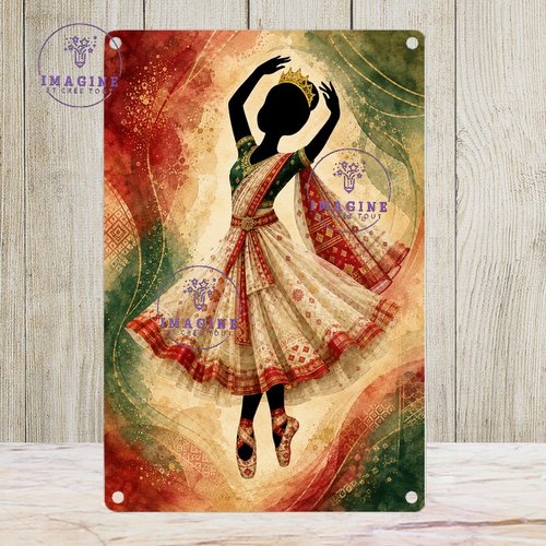 Tableau mural - sublimation -  impression infusible ink - plaque aluminium - danseuse tenue traditionnelle - bangladesh - aquarelle
