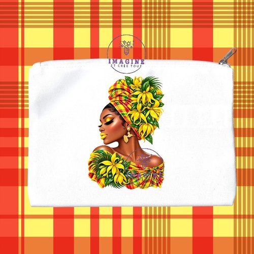 Trousse m - maquillage - sublimation - impression infusible ink - silhouette - ylan ylan - madras - bijoux créole