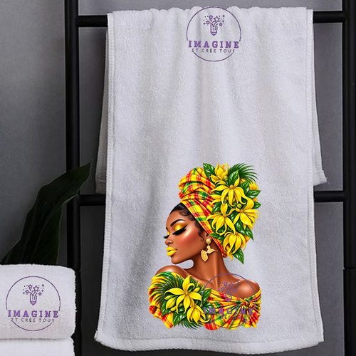 Petite serviette personnalisée pour le visage - sublimation - infusible ink - impression - silhouette - ylan ylan - madras - bijoux créole