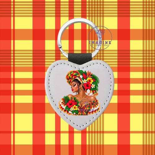 Porte clé - sublimation - impression infusible ink - silhouette - tenue traditionnelle - madras - bijoux créole