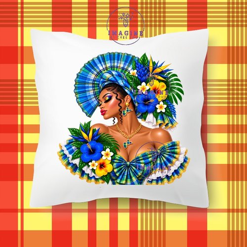 Taie personnalisée - lit - sommeil - sublimation - impression infusible ink - silhouette - tenue traditionnelle - madras - bijoux créole