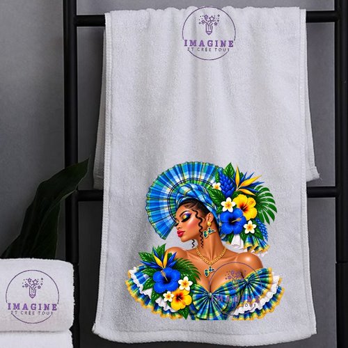 Petite serviette personnalisée pour le visage - sublimation - infusible ink - impression - silhouette - tenue traditionnelle - madras - bij