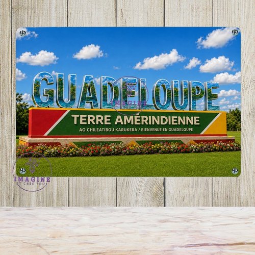 Tableau mural - sublimation -  impression infusible ink - plaque aluminium - bienvenue en guadeloupe - terre amérindienne - 971