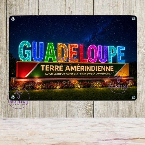 Tableau mural - sublimation -  impression infusible ink - plaque aluminium - bienvenue en guadeloupe - terre amérindienne - 971