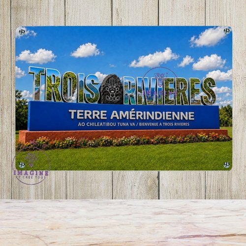 Tableau mural - sublimation -  impression infusible ink - plaque aluminium - bienvenue à trois rivières - terre amérindienne - 3d