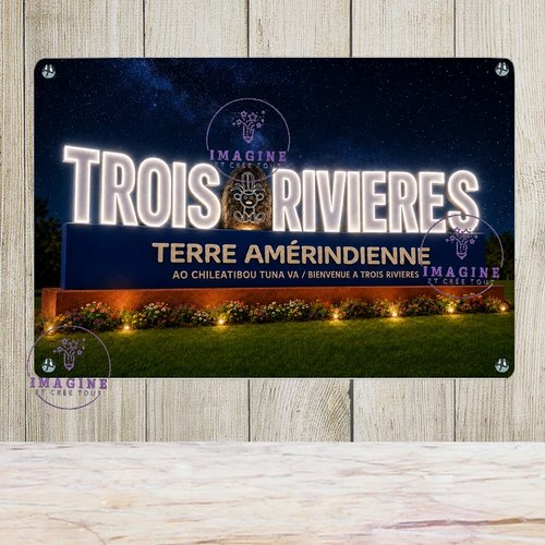 Tableau mural - sublimation -  impression infusible ink - plaque aluminium - bienvenue à trois rivières - terre amérindienne - 3d