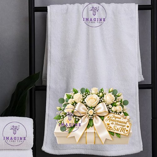 Petite serviette personnalisée pour le visage - sublimation - infusible ink - impression -  anniversaire mariage - noces de satin - 24 ans
