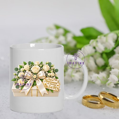 Mug - tasse - sublimation - impression infusible ink - anniversaire mariage - noces de satin - 24 ans