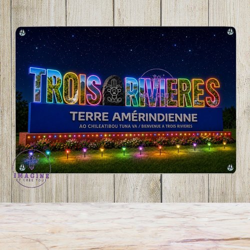 Tableau mural - sublimation -  impression infusible ink - plaque aluminium - bienvenue à trois rivières - terre amérindienne - 3d