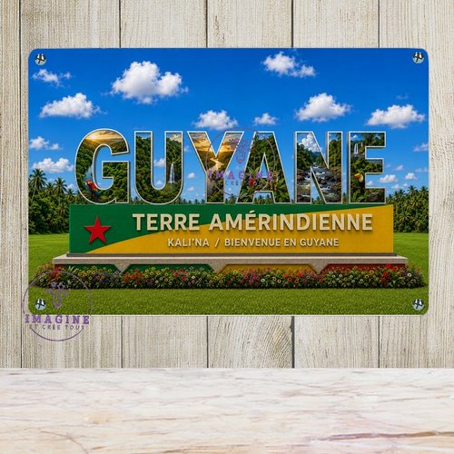 Tableau mural - sublimation -  impression infusible ink - plaque aluminium - bienvenue en guyane - terre amérindienne - 3d
