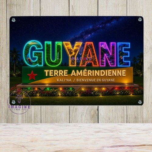 Tableau mural - sublimation -  impression infusible ink - plaque aluminium - bienvenue en guyane - terre amérindienne - 3d