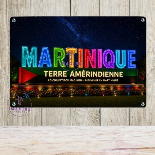 Tableau mural - sublimation -  impression infusible ink - plaque aluminium -  bienvenue en martinique - 972 - 3d