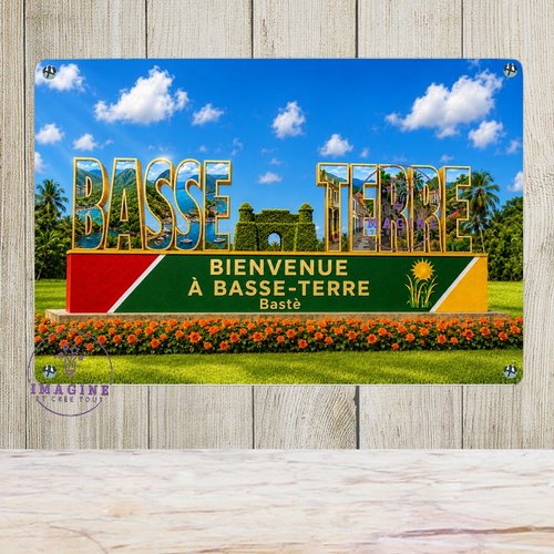 Tableau mural - sublimation -  impression infusible ink - plaque aluminium - commune - basse terre - créole - bienvenue