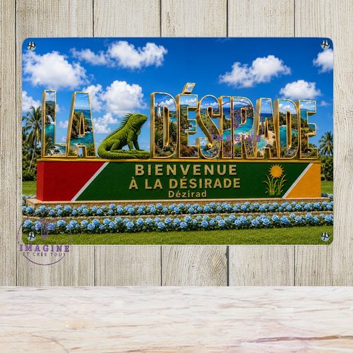 Tableau mural - sublimation -  impression infusible ink - plaque aluminium - commune - guadeloupe - la desirade - créole - bienvenue