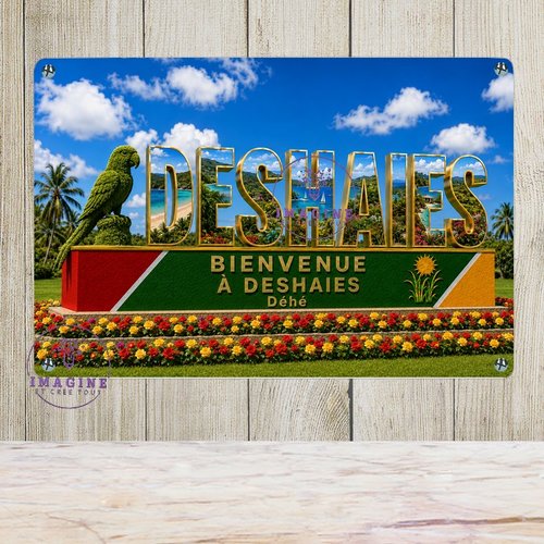 Tableau mural - sublimation -  impression infusible ink - plaque aluminium - commune - guadeloupe - deshaies - créole - bienvenue