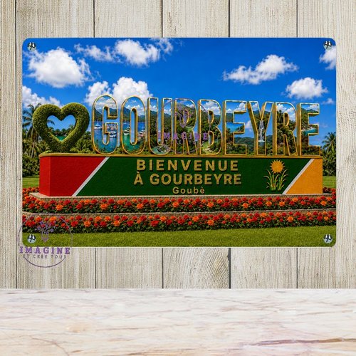 Tableau mural - sublimation -  impression infusible ink - plaque aluminium - commune - guadeloupe - gourbeyre - créole - bienvenue