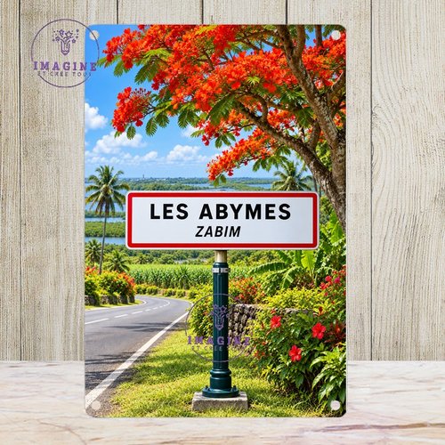 Tableau mural - sublimation -  impression infusible ink - plaque aluminium - les abymes - guadeloupe - créole - panneau routier