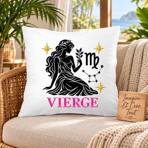 Taie personnalisée - lit - sommeil - sublimation - impression infusible ink - signe astrologique - vierge - horoscope - constellation
