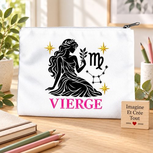 Trousse l - maquillage - école - sublimation - impression infusible ink - signe astrologique - vierge - horoscope - constellation