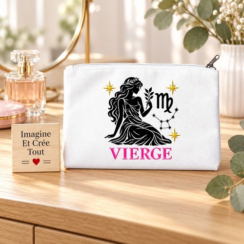 Trousse m - maquillage - école - sublimation - impression infusible ink - signe astrologique - vierge - horoscope - constellation