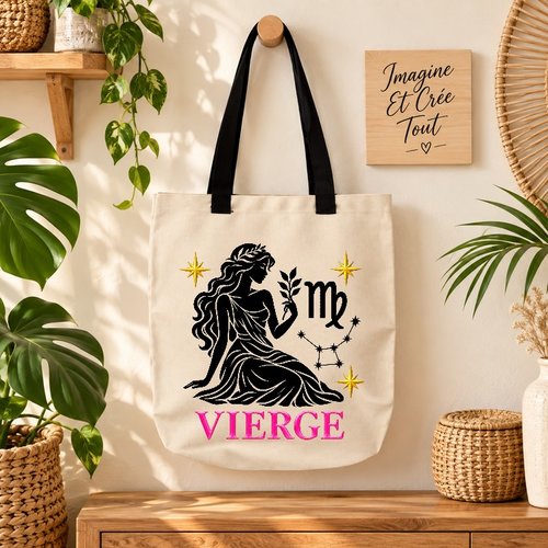Tote bag taille m - sublimation -  impression infusible ink - signe astrologique - vierge - horoscope - constellation