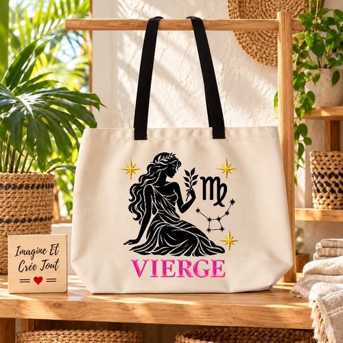 Tote bag taille l - sublimation - impression infusible ink - signe astrologique - vierge - horoscope - constellation