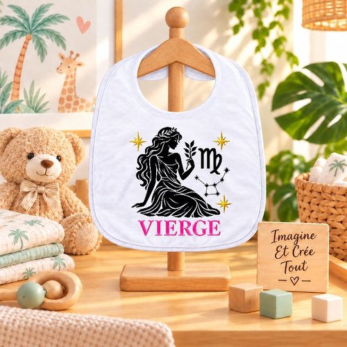 Bavoir - sublimation - impression infusible ink - signe astrologique - vierge - horoscope - constellation