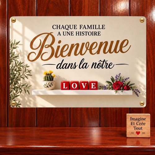Tableau mural - sublimation -  impression infusible ink - plaque aluminium - bienvenue - welcome - maison