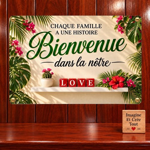 Tableau mural - sublimation -  impression infusible ink - plaque aluminium - bienvenue - welcome - maison