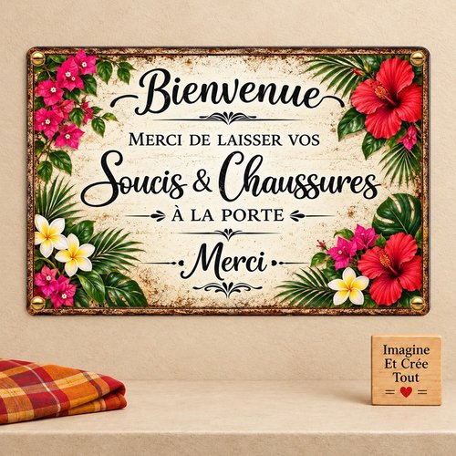 Tableau mural - sublimation -  impression infusible ink - plaque aluminium - bienvenue - welcome - maison