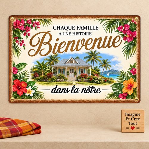 Tableau mural - sublimation -  impression infusible ink - plaque aluminium - bienvenue - welcome - maison