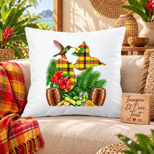 Taie personnalisée - lit - sommeil - sublimation - impression infusible ink - carte guadeloupe - madras - 971