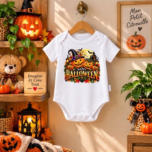 Body - bébé - baby - sublimation - impression infusible ink - happy halloween - citrouilles - fantôme