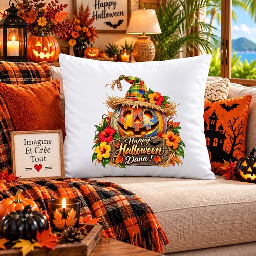 Taie personnalisée - lit - sommeil - sublimation - impression infusible ink - happy halloween - citrouilles - fantôme