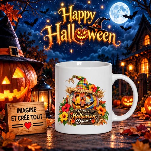 Mug - tasse - sublimation - impression infusible ink -happy halloween - citrouilles - fantôme