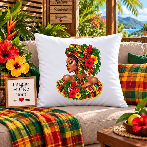 Taie personnalisée - lit - sommeil - sublimation - impression infusible ink - silhouette - tête - madras - guyane - 973