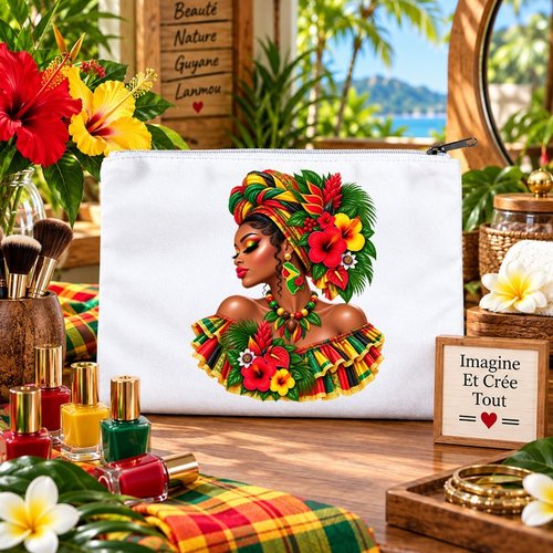 Trousse l - maquillage - école - sublimation - impression infusible ink - silhouette - tête - madras - guyane - 973