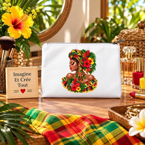 Trousse m - maquillage - école - sublimation - impression infusible ink - silhouette - tête - madras - guyane - 973