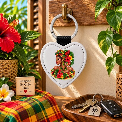 Porte clé - sublimation - impression infusible ink - silhouette - tête - madras - guyane - 973