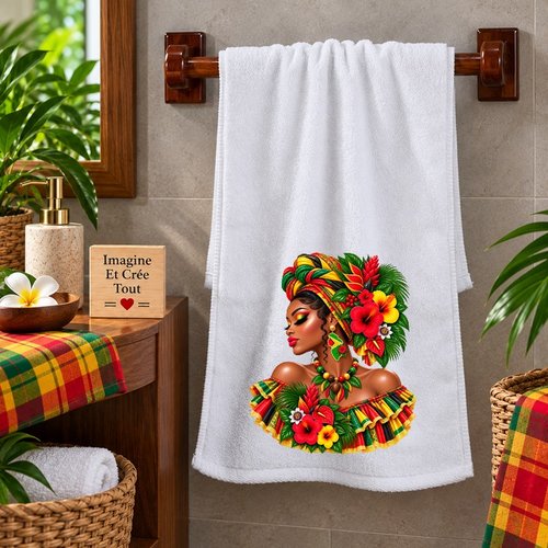 Petite serviette personnalisée pour le visage - sublimation - infusible ink - impression - silhouette - tête - madras - guyane - 973