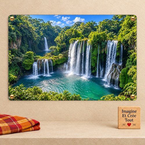 Tableau mural - sublimation -  impression infusible ink - plaque aluminium - paysage - tropique - chutes d'eau