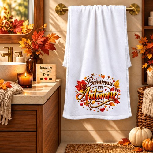 Petite serviette personnalisée pour le visage - sublimation - infusible ink - impression - automne - saison - bienvenue